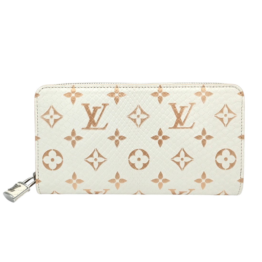 LouisVuitton【ルイヴィトン】ジッピーウォレットN97773パイソンモノグラムエキゾチックレザーホワイト(アイボリー)×ゴールド長財布ラウンドファスナーレディース【中古】【松戸】