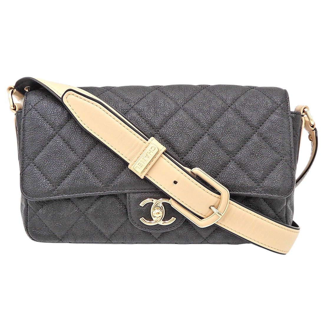 CHANEL【シャネル】ショルダーバッグ AS2273 ホンブルグ帽キャビア マトラッセ 黒いこと×皮膚軟化剤 レディース【中古】 レディースバッグ-バッグ