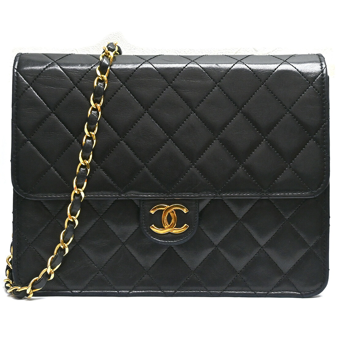 CHANEL【シャネル】チェーン店ショルダーバッグ A03569 マトラッセ うしろ押し鍵を掛ける ※取り繕い跡あり 黒いこと なめし革 レディース【中古】【松戸】