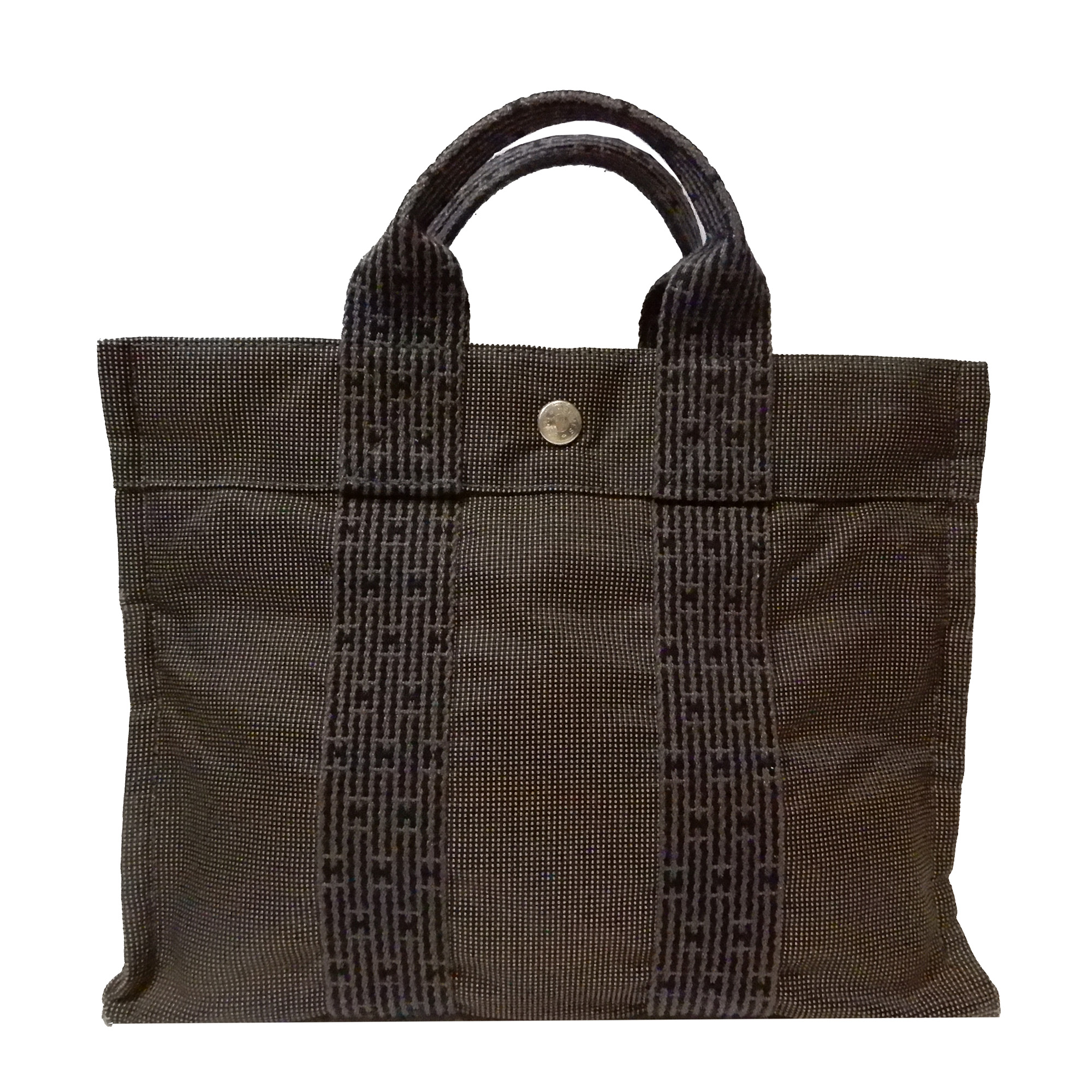【HERMES】エールライン カバス ハンドバッグ キャンバス ブラウン エルメス エールラインPM キャンバス ハンドバッグ ブラウン