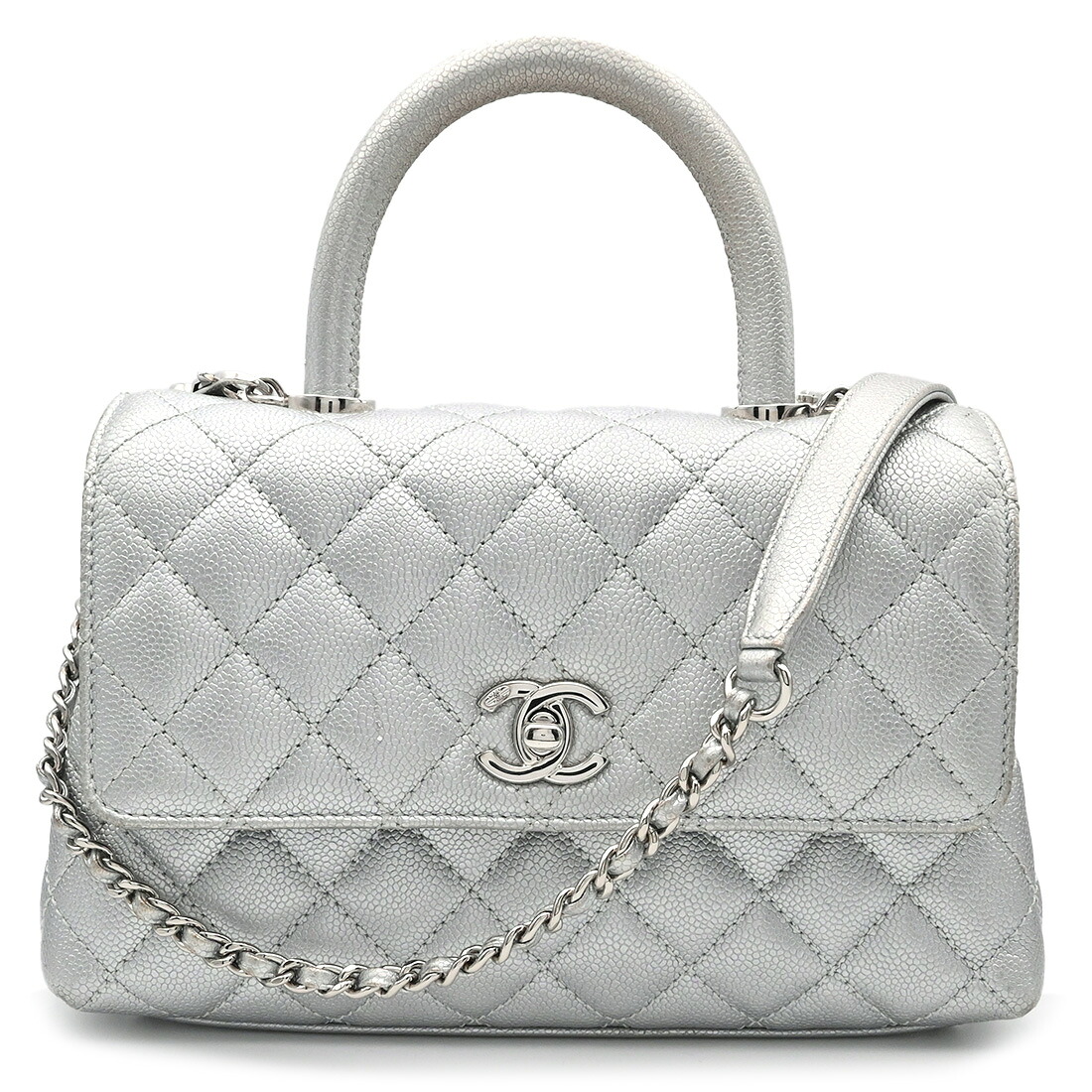 CHANEL【シャネル】とっ始め手持ち部分 2WAYチェーン店ショルダーバッグ A92990 31 RUE CAMBON マトラッセ キャビアひと肌 しろがね色 レディース【中古】【松戸店】