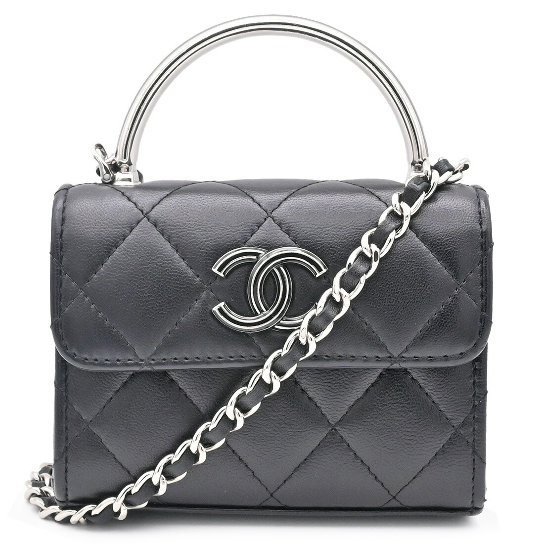 CHANEL【シャネル】ミニミニマトラッセ AP3708 ラムスキン トップハンドル チェーンショルダー ココマーク ブラック レディース【中古】【松戸】|かんてい局伯楽三軒茶屋店 松戸店