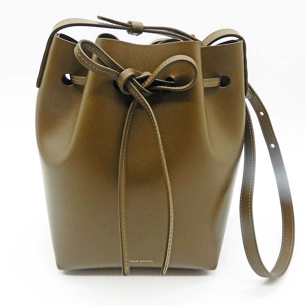 MANSUR GAVRIEL マンサ―ガブリエル バケットバッグ カーキ 保存袋付き レディース【中古】