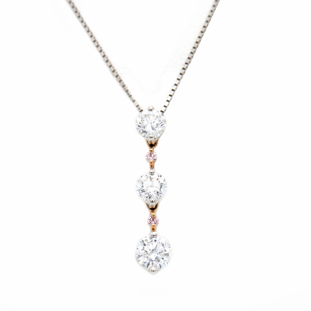 Pt850 Pt900 K18ダイヤネックレス 三連 約50cm 約3.9gレディース【中古】【松戸店】