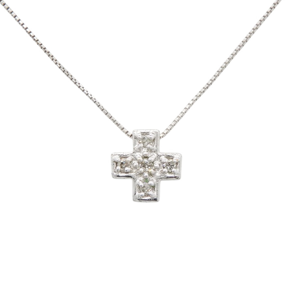K18WG ネックレス【18金ホワイトゴールド】総重量約1.8g D0.05 レディース【中古】【松戸】