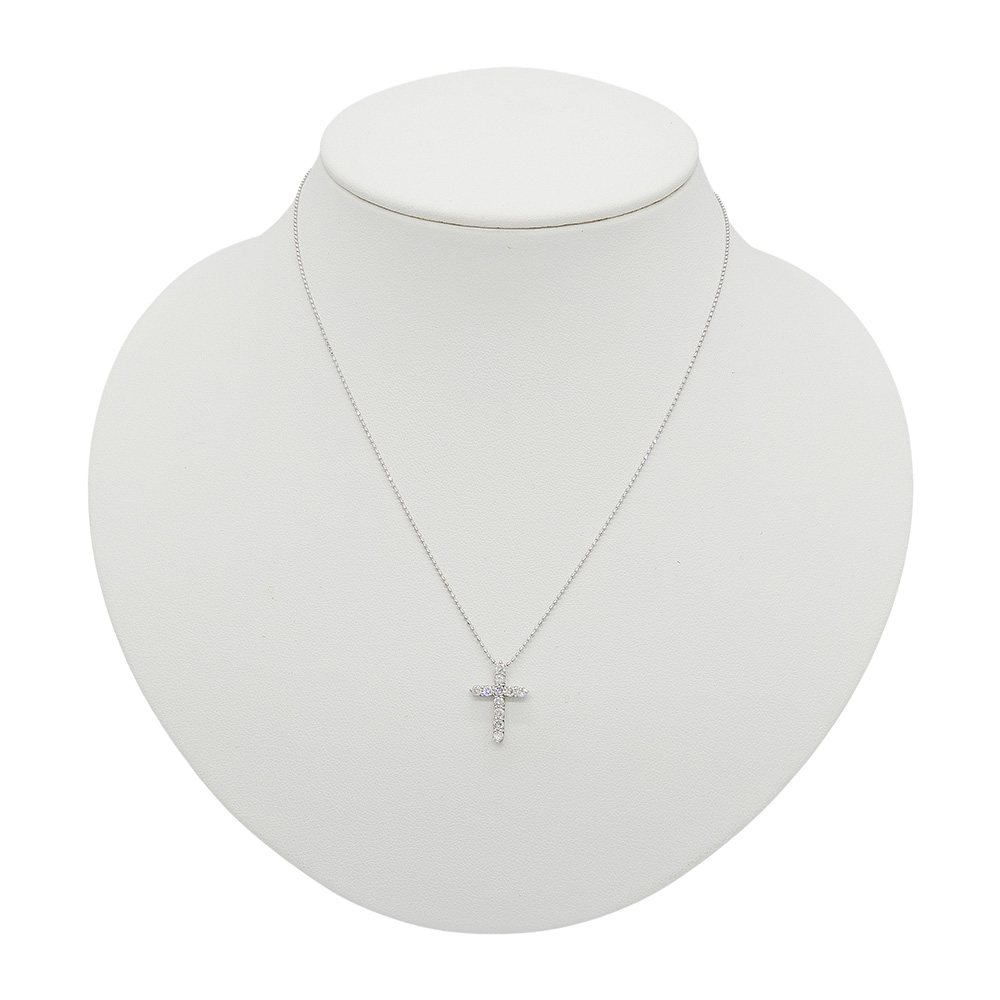 K18WG ダイヤクロスネックレス ダイヤ0.50ct 2.2g 長さ約40cm レディース【中古】【松戸店】｜かんてい局伯楽三軒茶屋店　松戸店