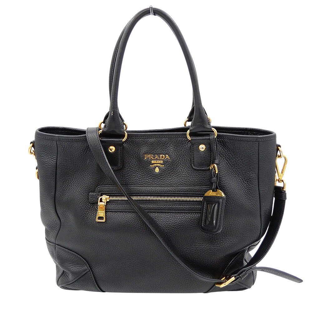 PRADA【プラダ】2WAYトートバッグVIT.DAINOBN2319レザーNEROブラックTUサイズレディース【中古】【松戸店】