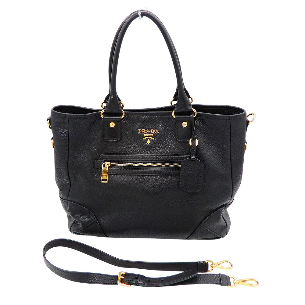 PRADA【プラダ】2WAYトートバッグVIT.DAINOBN2319レザーNEROブラックTUサイズレディース【中古】【松戸店】