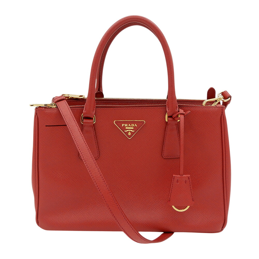 PRADA【プラダ】2WAYハンドバッグガレリアミディアムBN1801レッド系レザーイタリア製レディース【中古】【松戸店】