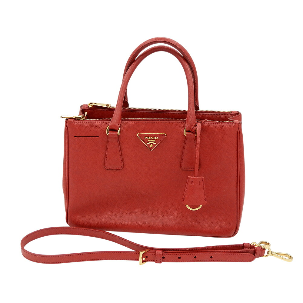 PRADA【プラダ】2WAYハンドバッグガレリアミディアムBN1801レッド系レザーイタリア製レディース【中古】【松戸店】