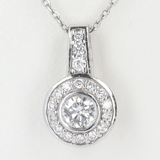 ■PT900/850 ダイヤモンドネックレス D0.2ct/D0.11ct 約45cm/約3.3g 一粒ダイヤモンド メレダイヤ プラチナ 女性 レディース ギフト プレゼント 贈り物 お祝い【中古】h｜質屋かんてい局つくば　店 43,095円