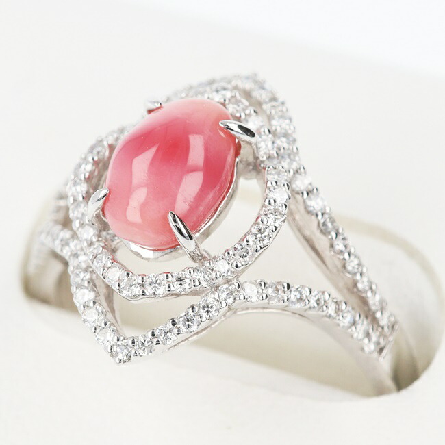 ■Pt900　天然コンクパールドリング　コンク1.48ct　D0.39ct　約10.5号/約4.6g　カリブ海産　オーバル　4月誕生石【中古】ｔ