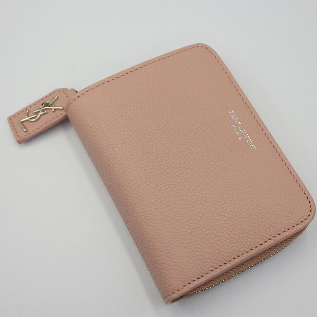 サンローラン【SAINT LAURENT】二つ折りコンパクトウォレット　YSLロゴ　レディース　レザー【中古】ｔ土浦