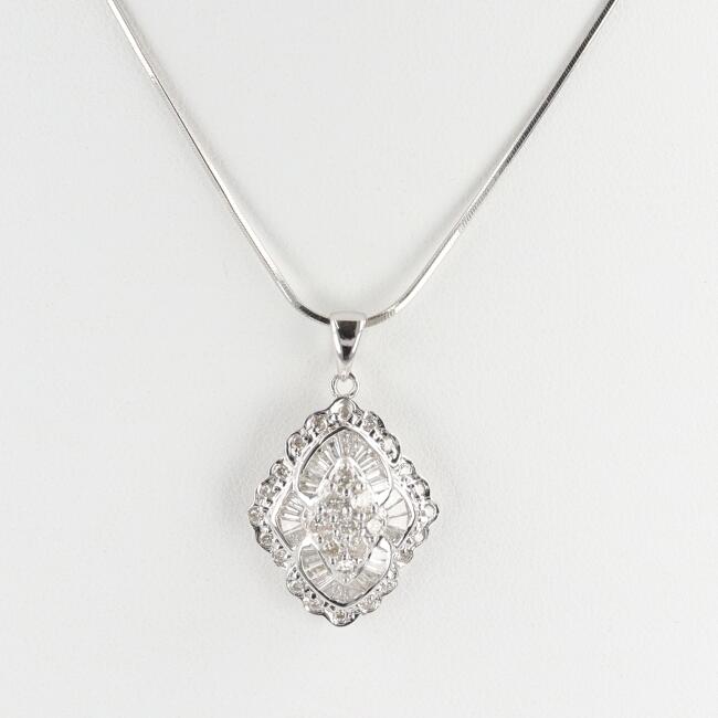 K18WG ダイヤモンドネックレス D1.20ct 約40cm/約7.8g チェーン:PT850 ホワイトゴールド/プラチナ 豪華 ギフト プレゼント 贈り物 お祝い【中古】t