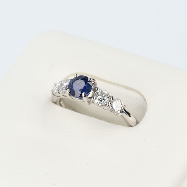 【ソーティング】PT900　サファイア・ダイヤモンド付リング　S0.73ct　D0.51ct　約4.0g/約12号　プラチナ　ダイヤモンド　レディース　9月誕生石　【中古】◆