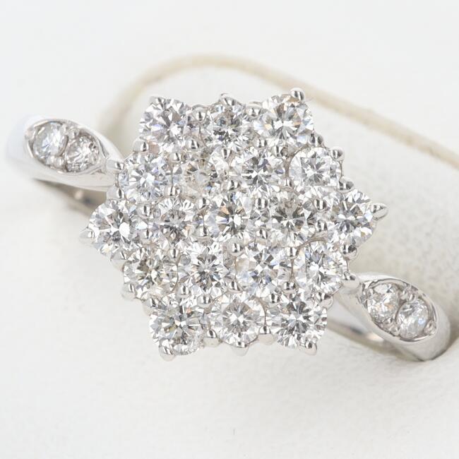 PT900 ダイヤモンドリング 1.00ct 約12号/約4.6g フラワーモチーフ/花 プラチナ/Platinum ゴージャス 女性/レディース ギフト プレゼント 贈り物 お祝い【中古】h 58,300円