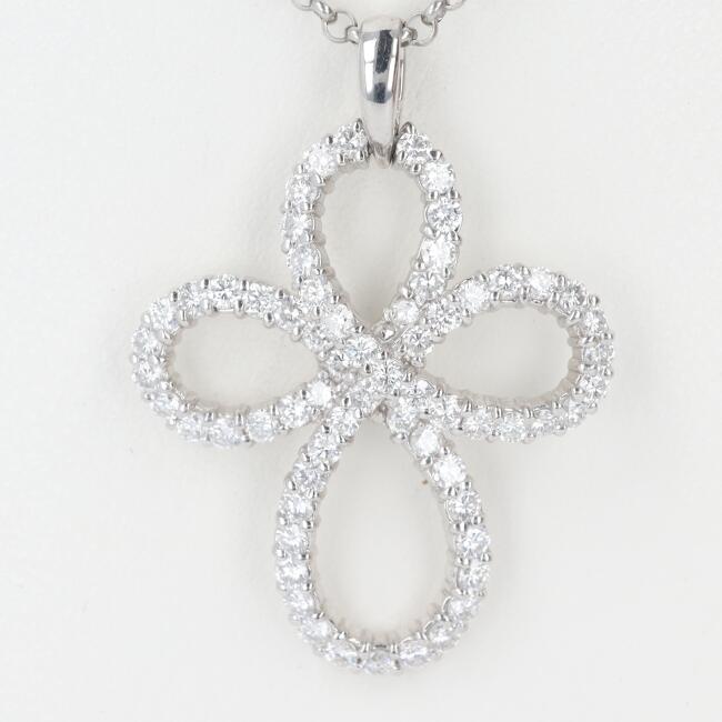 PT900/850 ダイヤモンドネックレス D1.01ct 約40cm/約7.6g デザイン ダイア platinum/プラチナ 豪華 ギフト プレゼント 贈り物 お祝い【中古】h|質屋かんてい局つくば 店
