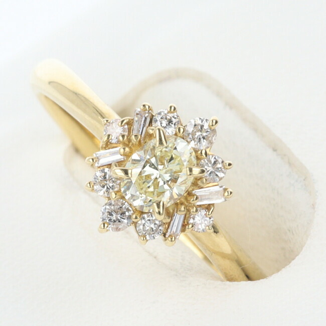 K18YG 天然　ダイヤモンド付き　エメラルド　リング　指輪　18金　0.4ct 楽天市場】K18YG ダイヤモンド付リング D0.35ct 約8.4g/約15号 豪華