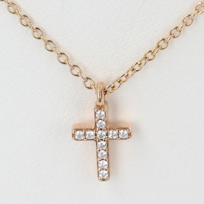 ■ティファニー【Tiffany&Co.】K18PG/750 メトロクロスミニネックレス 約1.8g/約40cm ダイヤモンド ピンクゴールド レディース メンズ ユニセックス ブランド アクセサリー ギフト プレゼント 贈り物 お祝い【中古】h|質屋かんてい局つくば 店