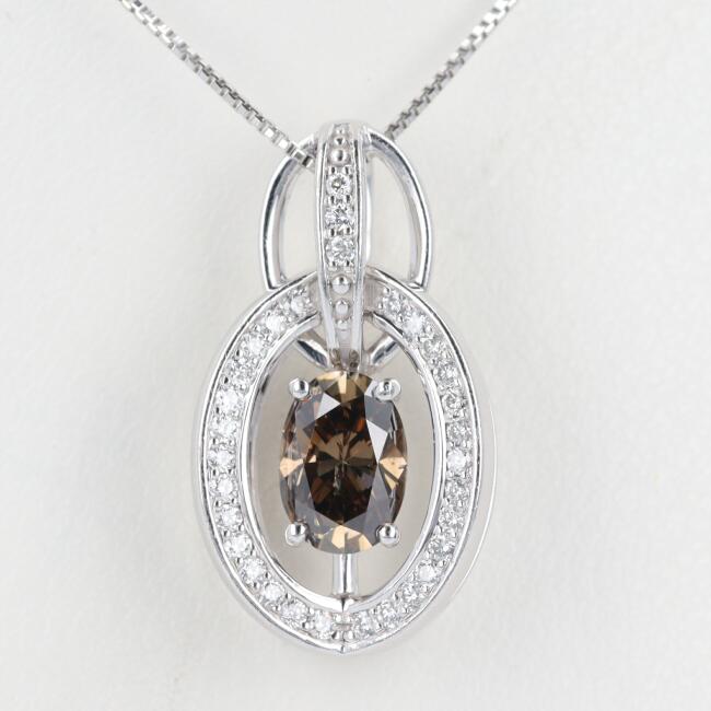 【ソーティング】PT900/850 ダイヤモンド付デザインネックレス D0.619ct MD0.15ct 約5.0g/約45cm ブラウンダイヤモンド ゴージャス プラチナ/platinum 女性 レディース ギフト プレゼント 贈り物 お祝い【中古】k◆|質屋かんてい局つくば 店