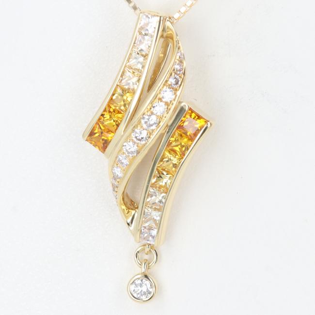 K18YG サファイア付きダイヤモンドネックレス S1.00ct/D0.23ct 約45cm/約6.3g ベネチアン チェーン グラデーション アジャスター付 プレゼント ギフト ジュエリー 貴金属 レディース/女性【中古】h｜質屋かんてい局つくば　店