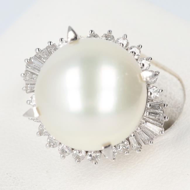 楽天市場】カメリア【CAMELLIA】PT900 パール・ダイヤモンドリング D0