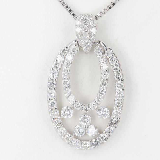 K18WG ダイヤモンドネックレス D2.00ct 約40cm/約5.5g ホワイトゴールド ダイヤモンド ノーブランドジュエリー 豪華 ギフト プレゼント 贈り物 お祝い【中古】h