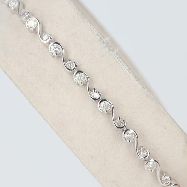 K18WG ダイヤモンドブレスレット テニスブレスレット D1.00ct 約17.0cm/約6.2g ホワイトゴールド 18金 プレゼント レディース アクセサリー 天然ダイヤ bracelet Diamond White Gold 【中古】h