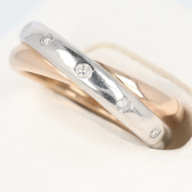 ヴァンドーム青山 VENDOME AOYAMA K18/PT900 ダイヤモンド付コンビリング D0.10ct 約13号/約6.2g ゴールド platinum/プラチナ JEWELRY 貴金属 指輪 レディース/女性【中古】h