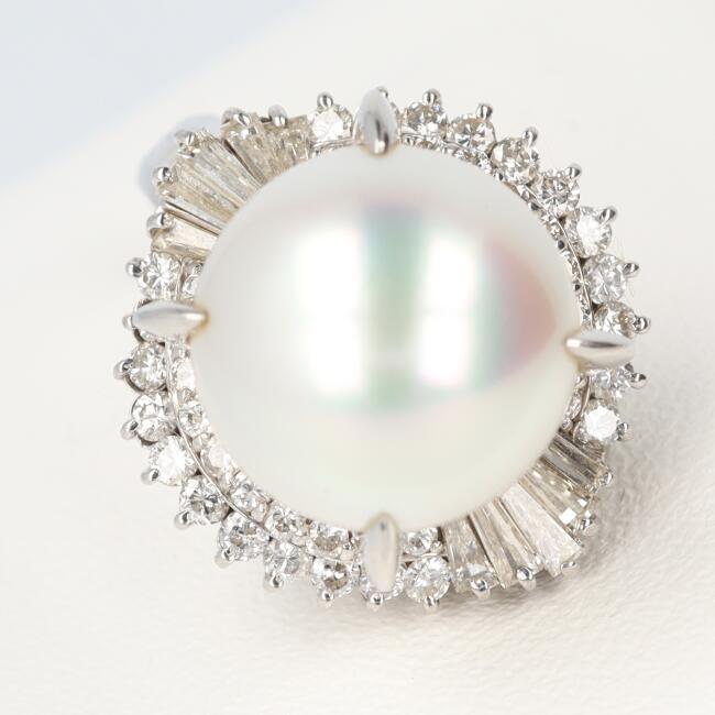 楽天市場】カメリア【CAMELLIA】PT900 パール・ダイヤモンドリング D0