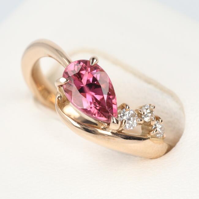 【ソーティング】K18PG ピンクトルマリン・ダイヤモンド付リング PTL0.93ct/D0.10ct 約3.9g/約11号 ジュエリー ピンクゴールド ペアシェイプ/ドロップ ゴージャス ギフト プレゼント【中古】h