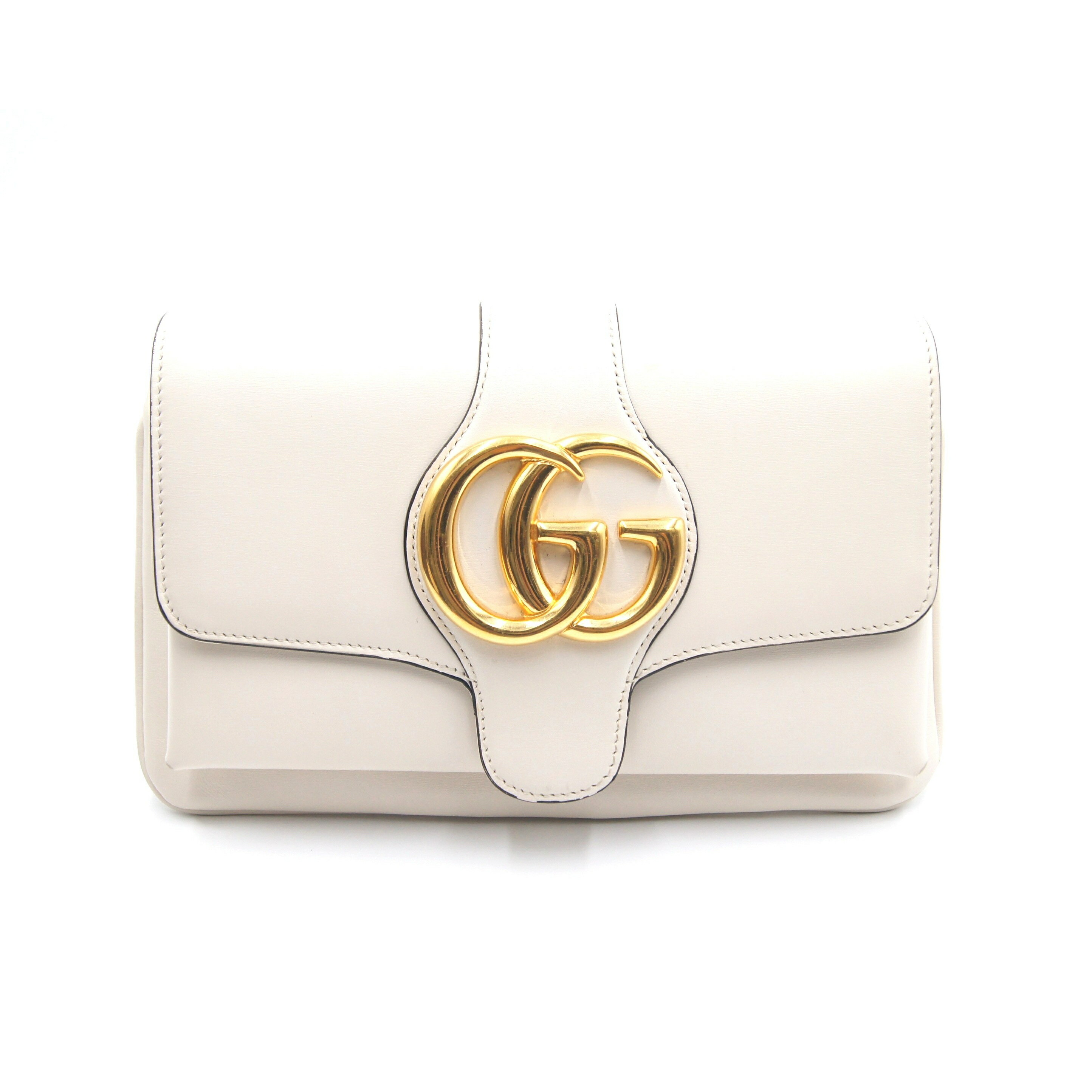 グッチ【GUCCI】5500129 GGマーモント レザー ショルダーバッグ ホワイト ゴールド金具 ファッション ギフト プレゼント レディース/女性【中古】Y土浦
