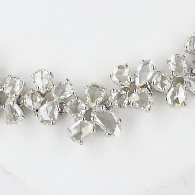 【ソート】K18WG 金剛石腕輪 御花画題/花 D8.96コンピュータ断層撮影法 約18.0珊/約15.0g 白いことゴールド 18金 差し上げ物 レディース 付属物 生まれながら金剛石 bracelet Diamond White Gold 【中古】h
