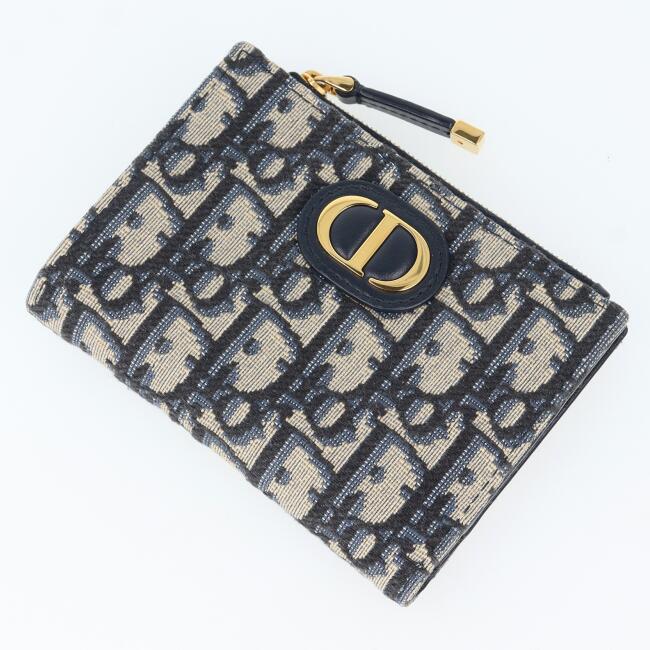 【コンパクトで実用的★】DIOR 30 Montaigne Acacias ウォレット 30 Montaigne Acacias wallet Blue Dior Oblique Jacquard and