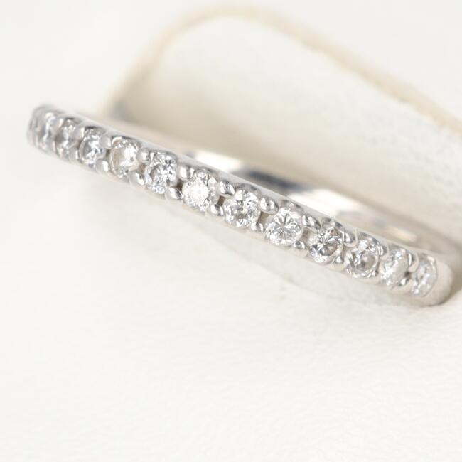 PT900 ハーフエタニティ ダイヤモンド付リング D0.22ct 約2.7g/約8.5号 platinum/プラチナ JEWELRY 貴金属 指輪 レディース/女性【中古】h｜質屋かんてい局つくば　店