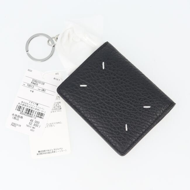 メゾンマルジェラ【MAISON MARGIELA】S56U10128 P4455/T8013 二つ折りカードケース キーリング付 本革/レザー ブラック/黒 ブランド プレゼント ギフト メンズ/男性 レディース/女性 ユニセックス【中古】h