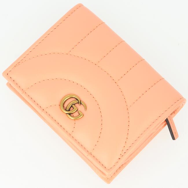 グッチ【GUCCI】466492 GGマーモント コンパクトウォレット 二つ折り紙入れ 年魚さくら色 レディース/御上さん ミニ紙入れ ウォレット ブランド名【中古】h