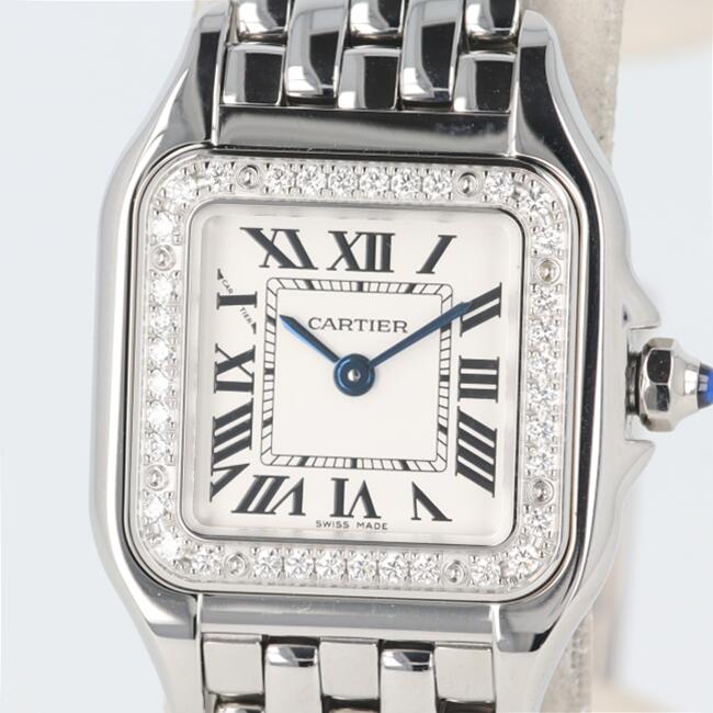 カルティエ【Cartier】W4PN0016 パンテール ドゥ カルティエ SM ダイヤモンドベゼル ローマインデックス シルバー文字盤 クオーツ 腕時計 ブランド レディース/女性【中古】h|質屋かんてい局つくば 店