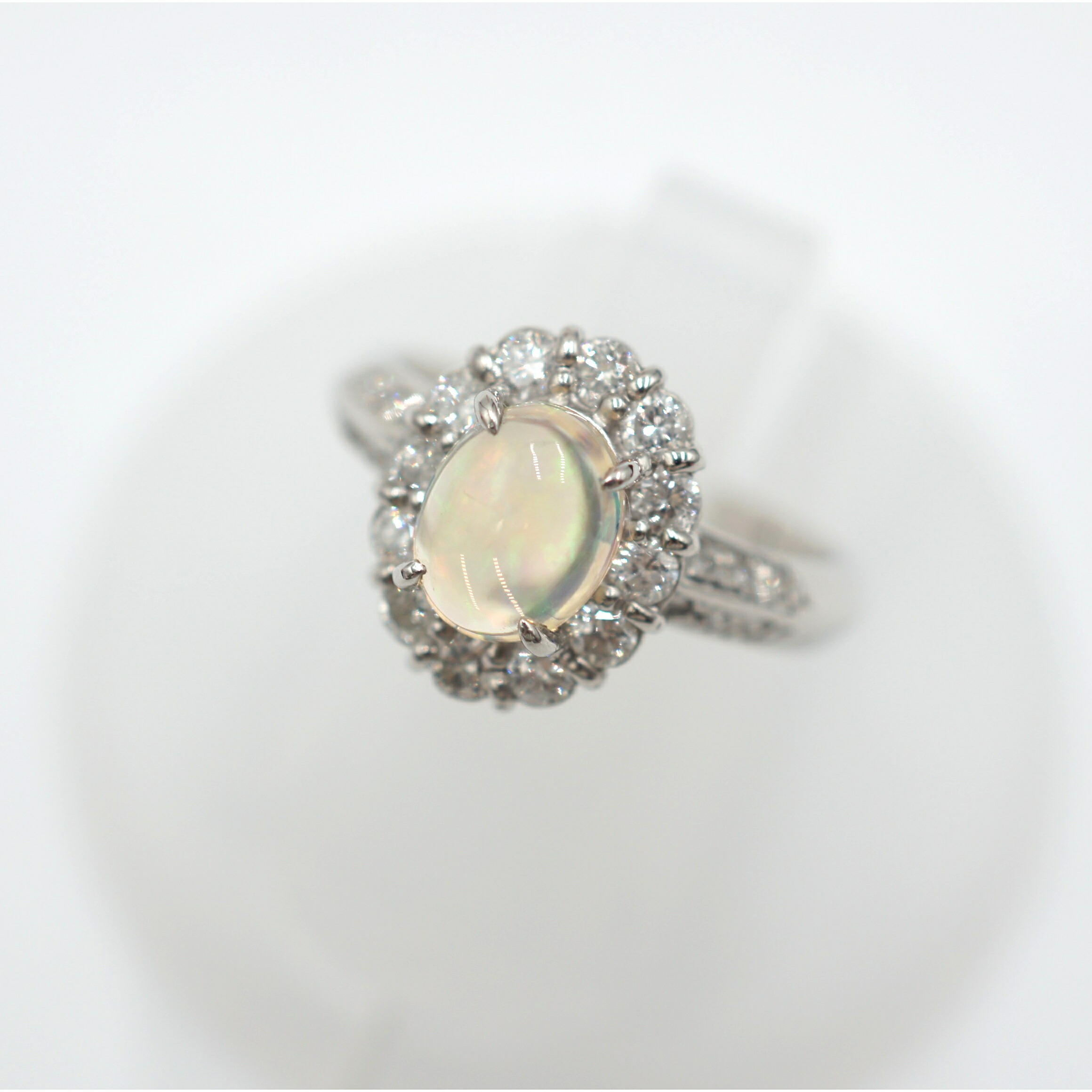 【ソーティング】Pt900 デザインリング オパール ダイヤモンドOP1.17ctD0.64ct 約10号/約6.3g レディース 女性 プラチナ　【中古】s 土浦