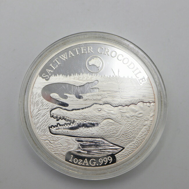 SV1000 純銀 ソロモン諸島 1oオンス 直径40.6mm 31.1g 2019 クロコダイル 希少品 コレクターズアイテム コレクション ギフト プレゼント sv medal 資産 シルバー【中古】i