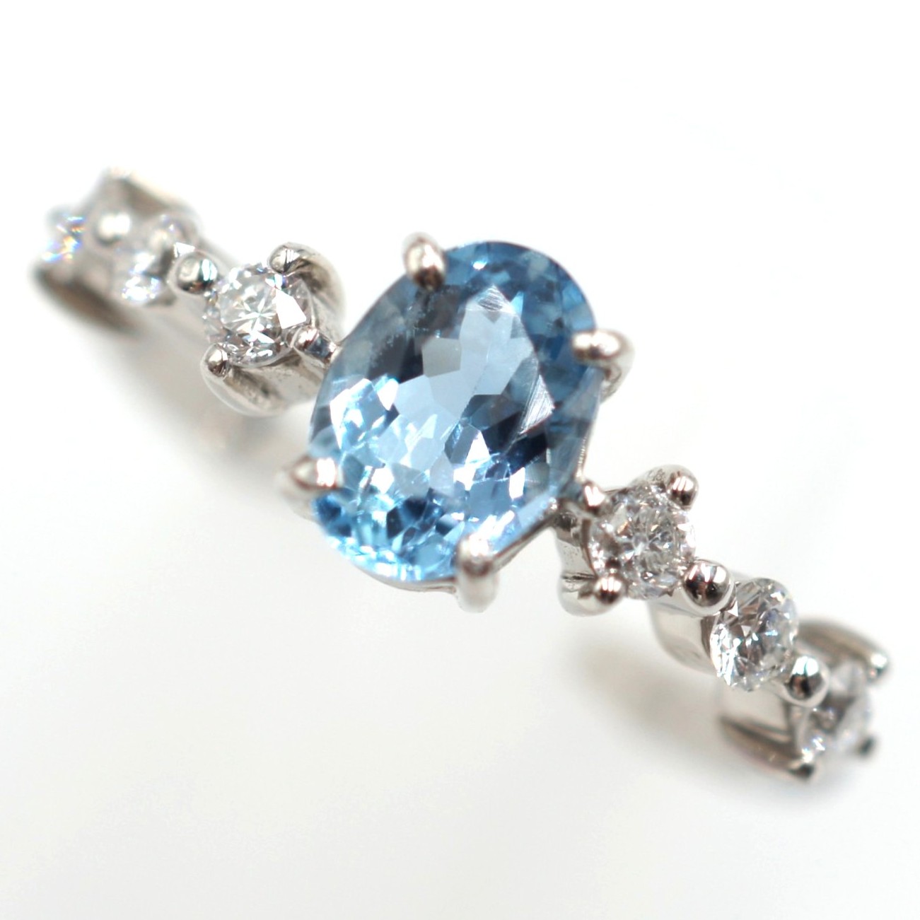 【ソーティング】Pt900 アクアマリン/ダイヤモンド付リング AQ0.78ct/D0.15ct 約3.3g/約9号 platinum/プラチナ レディース/女性 ギフト プレゼント ノーブランドジュエリー【中古】s土浦◆｜質屋かんてい局つくば　店
