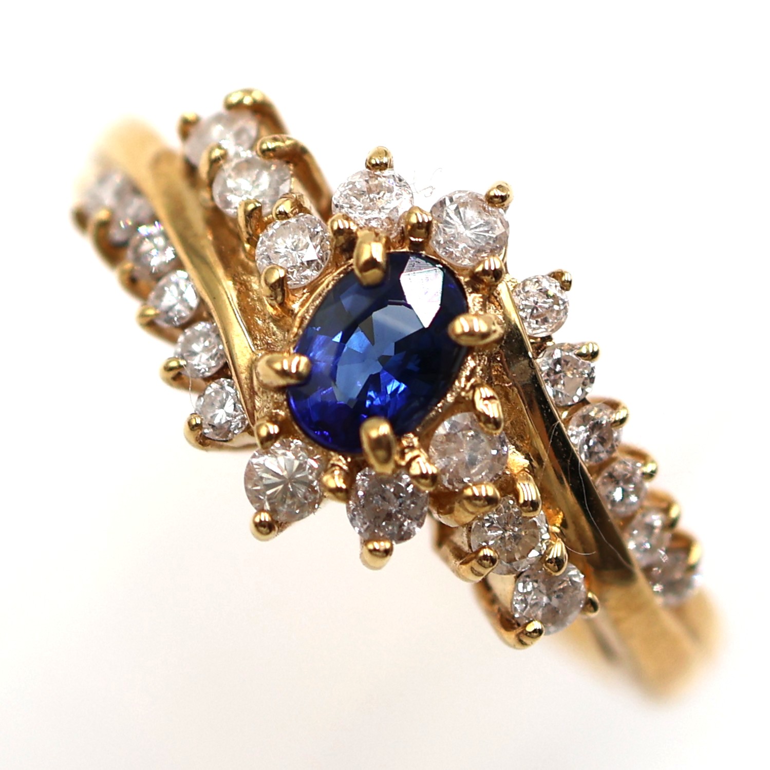 【ソーティング】K18 サファイア付リング S0.47ct/D0.40ct 約3.3g/約12号 gold/ゴールド レディース/女性 ギフト プレゼント ノーブランドジュエリー【中古】s土浦