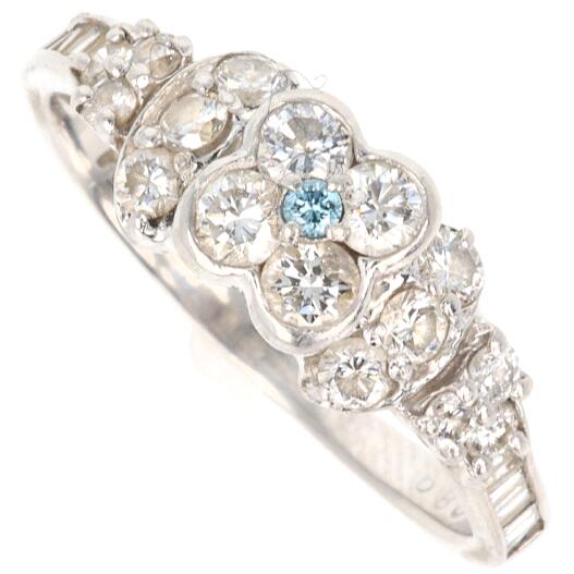 PT900 フラワーダイヤモンドリング D0.89ct 約3.4g/約13号 platinum プラチナ 指輪 レディース 女性 ギフト プレゼント 贈り物 記念日【中古】h|質屋かんてい局つくば 店