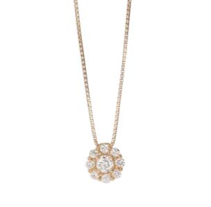 K18PG ダイヤモンドヘイローネックレス D0.50ct 約45cm/約3.8g デザインネックレス レディース/女性 ギフト プレゼント【中古】h|質屋かんてい局つくば 店