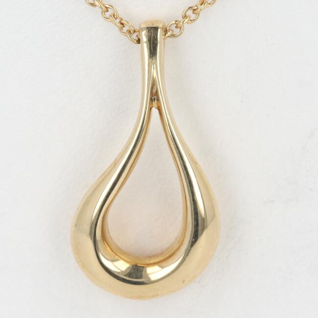 ティファニー【Tiffany＆Co.】K18YG/750 オープンティアドロップ ネックレス 約4.3g/約41cm イエローゴールド レディース ブランド アクセサリー ギフト プレゼント 贈り物 お祝い【中古】h