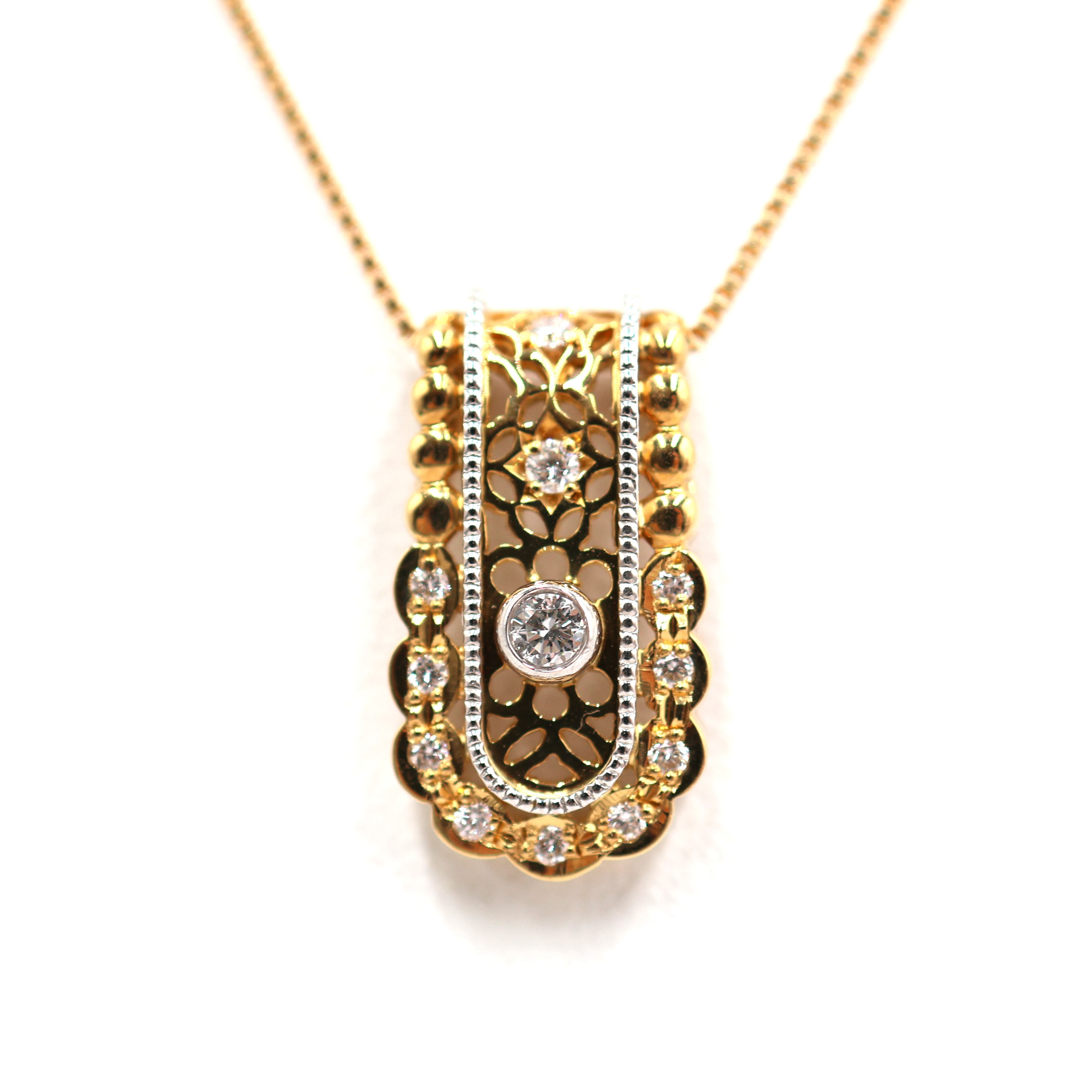 【ソーティング】K18/Pt950 ダイヤモンド付ネックレス D0.20ct 約6.0g/約45cm gold/ゴールド レディース 女性 ギフト プレゼント ノーブランドジュエリー【中古】s 土浦