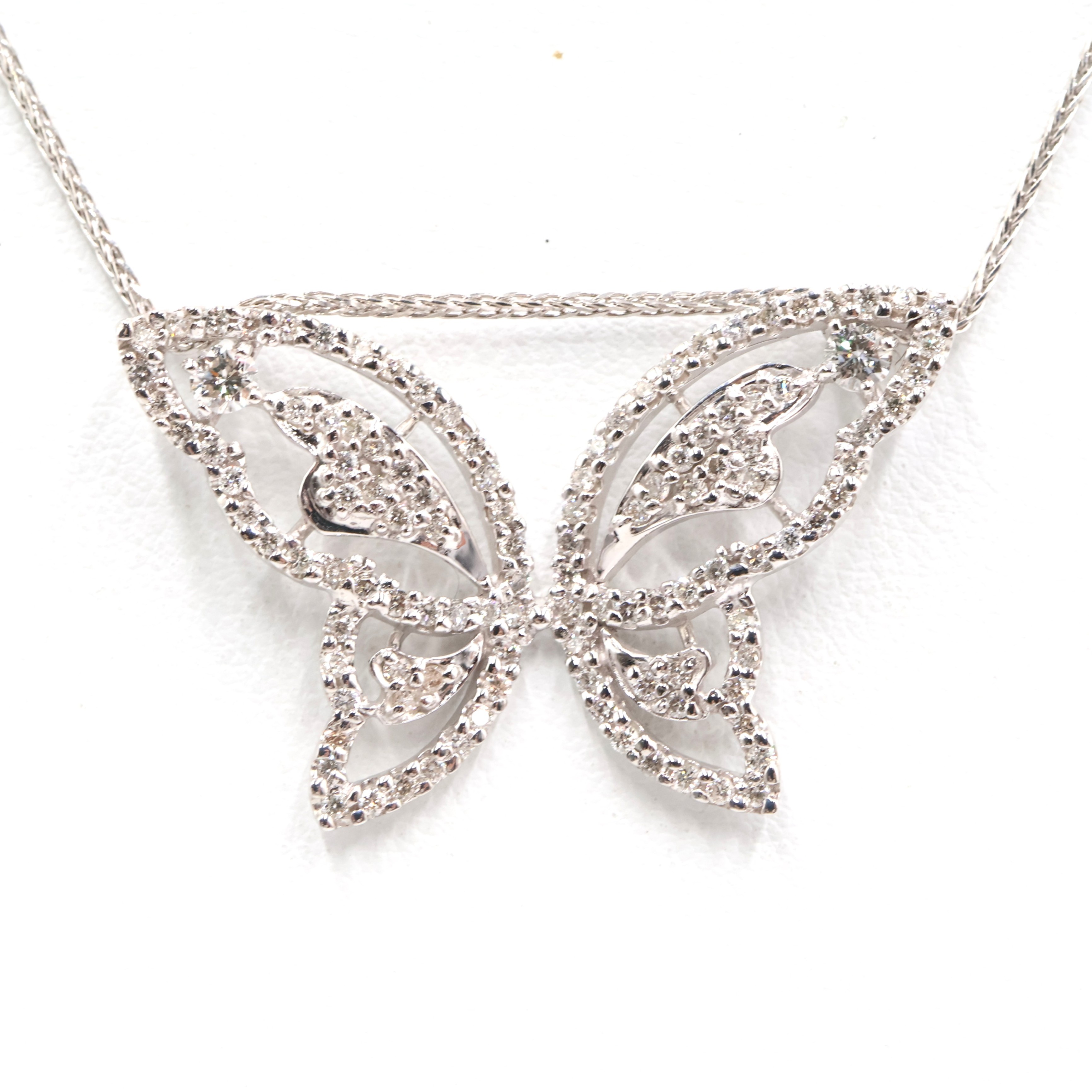 【ソーティング】K18WG ダイヤモンド付ネックレス D1.00ct 約7.2g/最大約45cm white gold/ホワイトゴールド レディース 女性 ギフト プレゼント ノーブランドジュエリー【中古】s 土浦