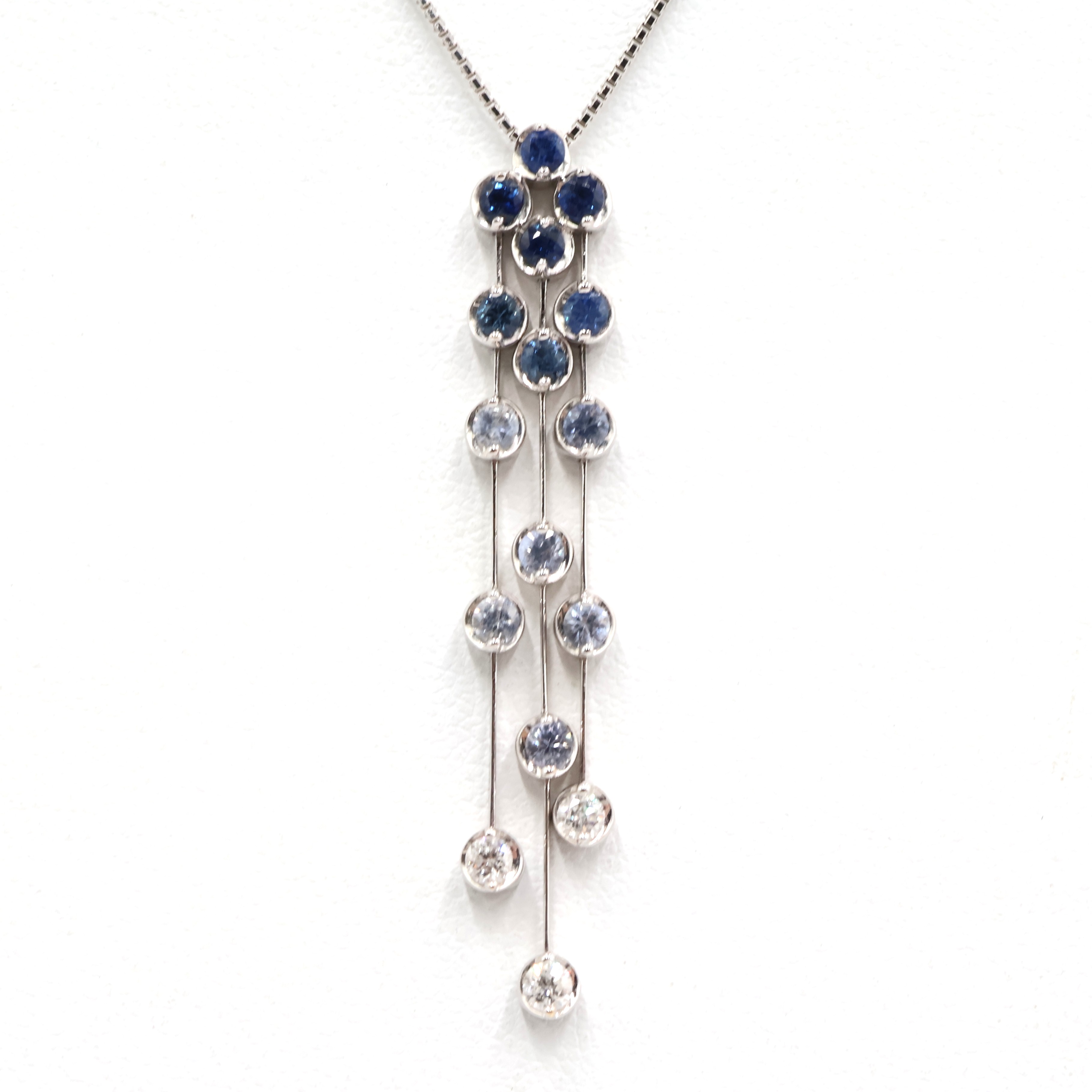 【ソーティング】K18WG サファイア・ダイヤモンド付ネックレス S0.858ct/D0.17ct 約4.9g/最大約45cm white gold/ホワイトゴールド レディース 女性 ギフト プレゼント ノーブランドジュエリー【中古】s 土浦 72,600円