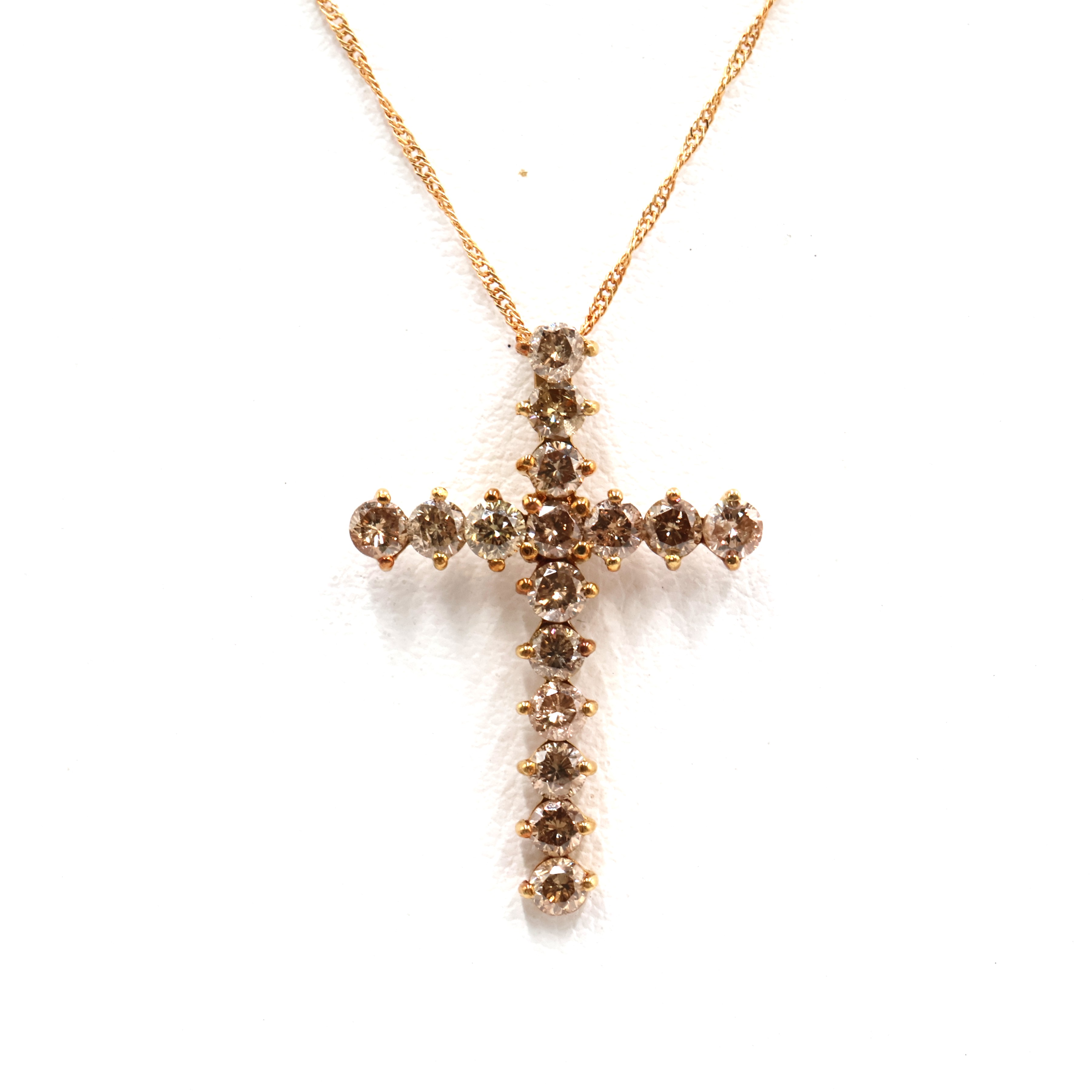 【ソーティング】K18 ダイヤモンド付クロスネックレス D1.10ct 約2.2g/約42cm gold/ゴールド レディース 女性 ギフト プレゼント ノーブランドジュエリー【中古】s 土浦