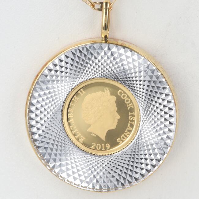 K24YG/K18YG エリザベスコイン付ネックレス 1/30OZ 純金貨 ドルフィン/イルカ 約50cm/総重量約7.0g エリザベス/Elizabeth チェーン イエローゴールド レディース/女性 ギフト プレゼント【中古】h